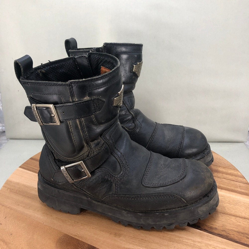 Harley-Davidson Manifold Mens Black Leather Vibram Sole Moto Boots Size 9.5